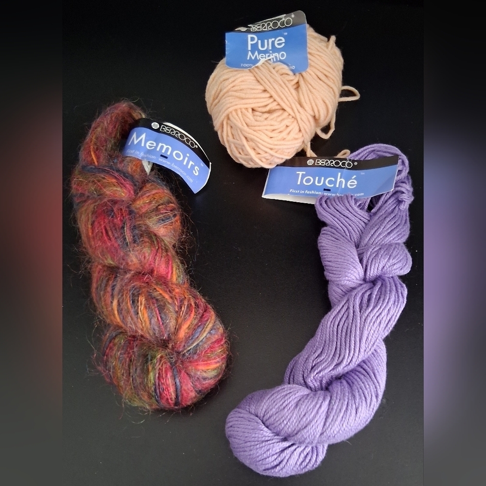 NWT Lot Of 3 Berroco Merino Wool/Cotton/Mohair Crafting Knit Crochet Yarn